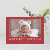 Vrolijk kerstfeestdag geboorteaankondiging feestdagenkaart (Staand voorkant)