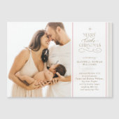 Vrolijk kerstfeestdag geboorteaankondiging magnetische uitnodiging (Voorkant)