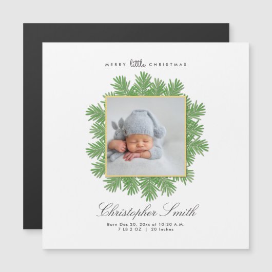 Vrolijk kerstfeestdag geboorteaankondiging magnetische uitnodiging (Voorkant / Achterkant)