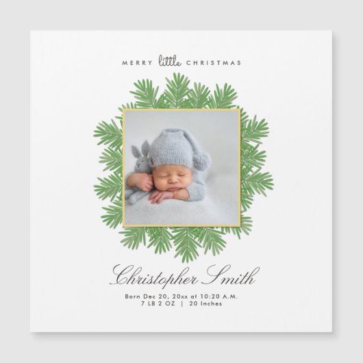 Vrolijk kerstfeestdag geboorteaankondiging magnetische uitnodiging (Voorkant)