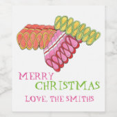 Vrolijk kerstfeestdag Klassiek lint Snoep Wijn Etiket (Enkel label)