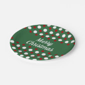 Vrolijk kerstfeestdag met groene opiniedots papieren bordje (Gekanteld)