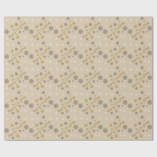 Vrolijk kerstfeestElegant Golden Snowflakes Cadeaupapier (Vlak)