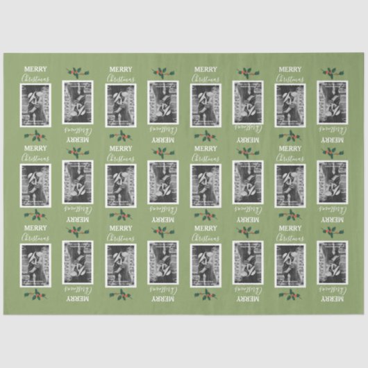 Vrolijk kerstfeestelijk Gepersonaliseerd foto - gr Tissuepapier (Voorkant)