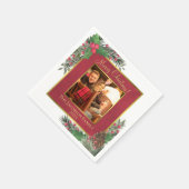 Vrolijk kerstfeestelijk Holly Berries & Pine-foto Servet (Hoek)