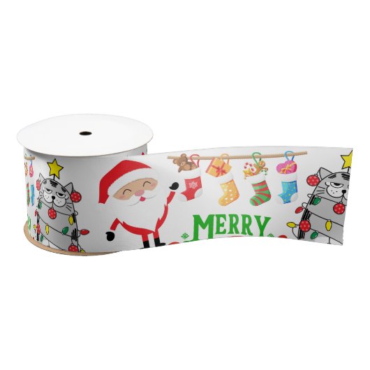 Vrolijk kerstfeestelijk inpakpapier satijnen lint (Spoel)