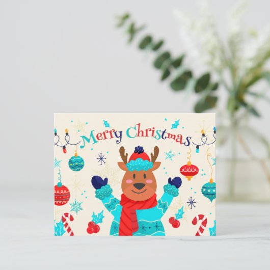 Vrolijk kerstfeestelijke achtergrond briefkaart (Staand voorkant)