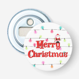 Vrolijk kerstfeestelijke lichten met Kerstmis Button Flesopener