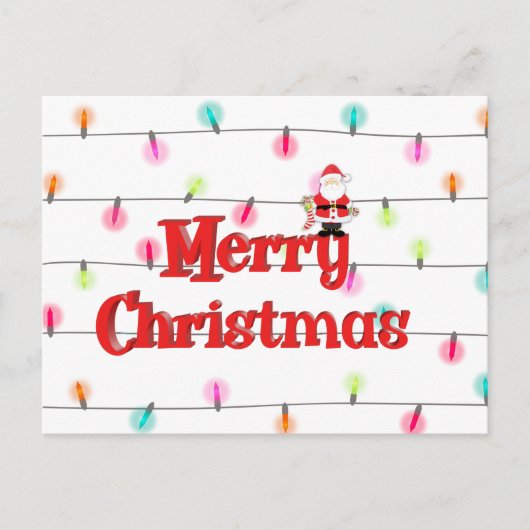 Vrolijk kerstfeestelijke lichten met Kerstmis Feestdagenkaart (Voorkant)