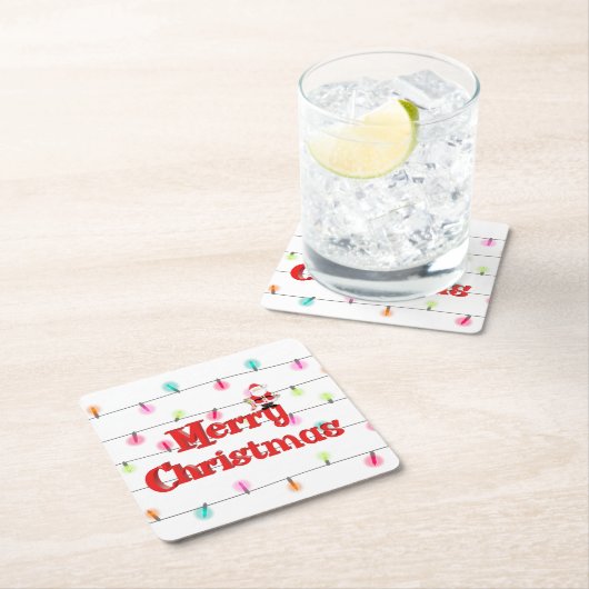 Vrolijk kerstfeestelijke lichten met Kerstmis Kartonnen Onderzetters (Insitu)