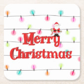 Vrolijk kerstfeestelijke lichten met Kerstmis Kartonnen Onderzetters (Voorkant)