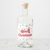 Vrolijk kerstfeestelijke lichten met Kerstmis Likeurfles Etiket (Voorkant)