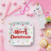 Vrolijk kerstfeestelijke lichten met Kerstmis Papieren Bordje (Feest)