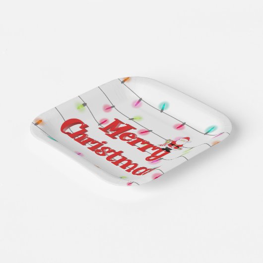 Vrolijk kerstfeestelijke lichten met Kerstmis Papieren Bordje (Gebogen)