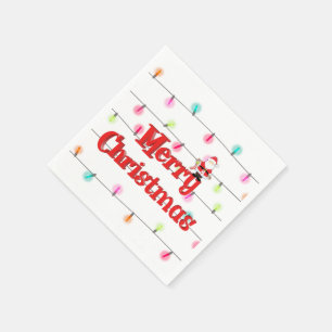 Vrolijk kerstfeestelijke lichten met Kerstmis Servet