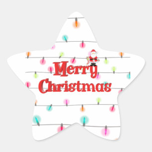 Vrolijk kerstfeestelijke lichten met Kerstmis Ster Sticker