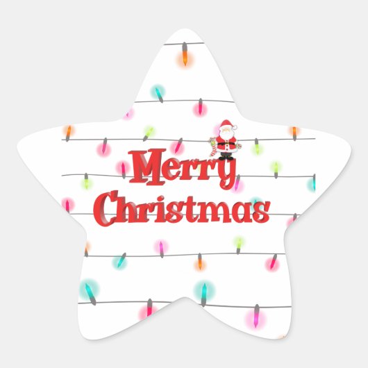 Vrolijk kerstfeestelijke lichten met Kerstmis Ster Sticker (Voorkant)