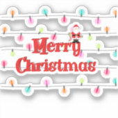 Vrolijk kerstfeestelijke lichten met Kerstmis Sticker (Voorkant)