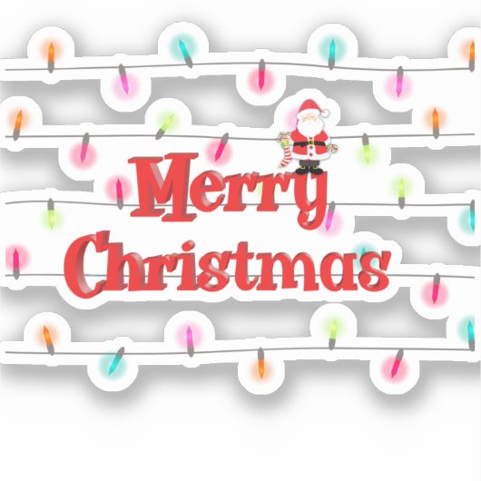 Vrolijk kerstfeestelijke lichten met Kerstmis Sticker (Voorkant)