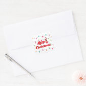 Vrolijk kerstfeestelijke lichten met Kerstmis Vierkante Sticker (Envelop)