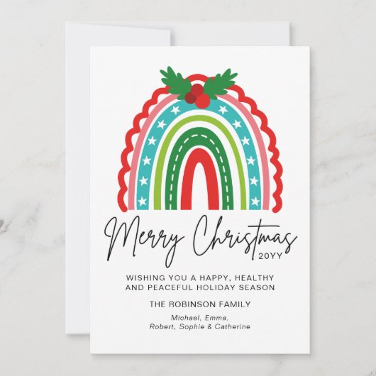 Vrolijk kerstfeestelijke regenboog Holly Modern (Voorkant)