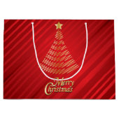 Vrolijk kerstfeestelijke rode en gouden boom groot cadeauzakje (Voorkant)
