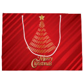 Vrolijk kerstfeestelijke rode en gouden boom groot cadeauzakje (Achterkant)