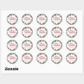 Vrolijk kerstfeestelijke Winter Floral op maat Ronde Sticker (Vel)