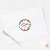 Vrolijk kerstfeestelijke Winter Floral op maat Ronde Sticker (Envelop)