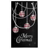 Vrolijk kerstfeestelijke zilver en rode siervoorwe klein cadeauzakje (Achterkant)