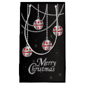 Vrolijk kerstfeestelijke zilver en rode siervoorwe klein cadeauzakje (Voorkant)