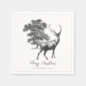 Vrolijk kerstfeestje Elegant Black White Deer Servet (Voorkant)