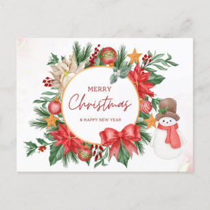 Vrolijk kerstfeestje Poinsettia Wreath Feestdagenkaart