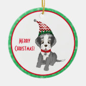 Vrolijk kerstfeestje Schnauzer Puppy Keramisch Ornament (Voorkant)