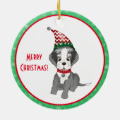 Vrolijk kerstfeestje Schnauzer Puppy Keramisch Ornament (Achterkant)