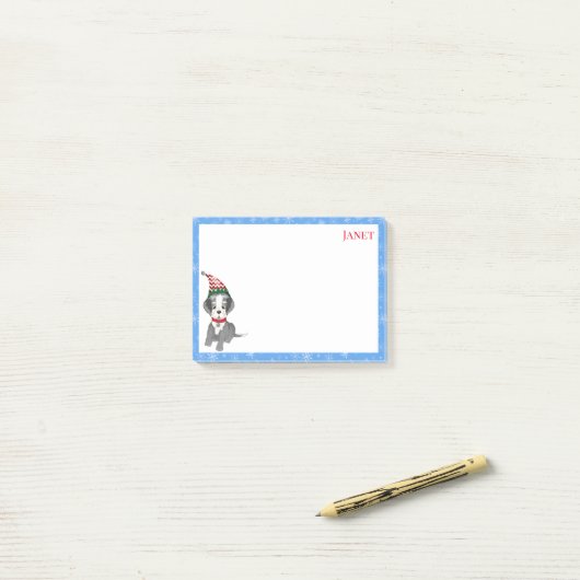 Vrolijk kerstfeestje Schnauzer Puppy Name Post-it® Notes (Op bureau)