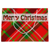 Vrolijk kerstfeestje Tartan Patroon Rood Groen Groot Cadeauzakje (Voorkant)
