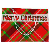 Vrolijk kerstfeestje Tartan Patroon Rood Groen Groot Cadeauzakje (Achterkant)
