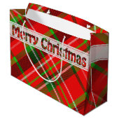 Vrolijk kerstfeestje Tartan Patroon Rood Groen Groot Cadeauzakje (Achterkant Gekanteld)