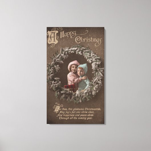 Vrolijk kerstfeestKleine Kinder beugeling Canvas Afdruk (Voorkant)