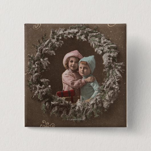 Vrolijk kerstfeestKleine Kinder beugeling Vierkante Button 5,1 Cm (Voorkant)