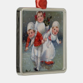 Vrolijk kerstfeestKleine Kinder ijsschaatsen Metalen Ornament (Rechts)