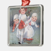 Vrolijk kerstfeestKleine Kinder ijsschaatsen Metalen Ornament (Links)