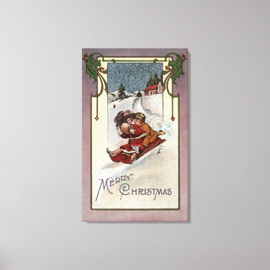 Vrolijk kerstfeestKoeskoeling Canvas Afdruk (Voorkant)