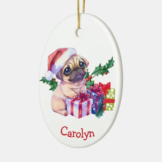 Vrolijk kerstfeestmaal keramisch ornament (Links)