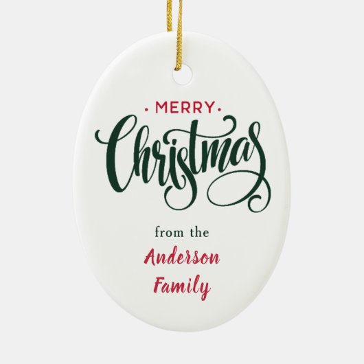 Vrolijk kerstfeestmaal keramisch ornament (Achterkant)