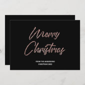 Vrolijk kerstfeestmaal Roos Gold Foil en Black Feestdagenkaart (Voorkant / Achterkant)