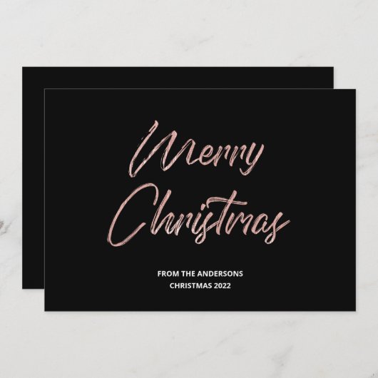 Vrolijk kerstfeestmaal Roos Gold Foil en Black Feestdagenkaart (Voorkant / Achterkant)