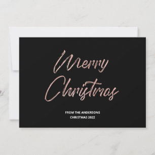 Vrolijk kerstfeestmaal Roos Gold Foil en Black Feestdagenkaart