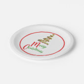 Vrolijk kerstfeestRood, groen, gouden feestdag Papieren Bordje (Gekanteld)